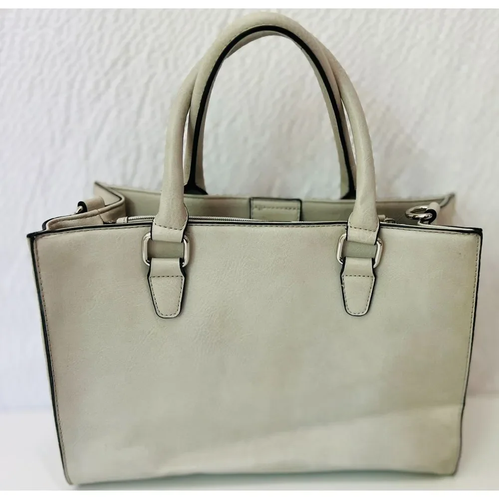 Vintage Marc New York faux white leather satchel with chain detail